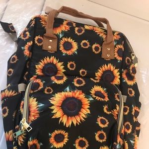 Sunflower print diaper bag backpack